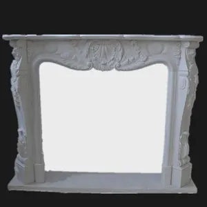 家の屋内装飾人工の白い大理石の鋳造石の彫刻暖炉のマントルピース