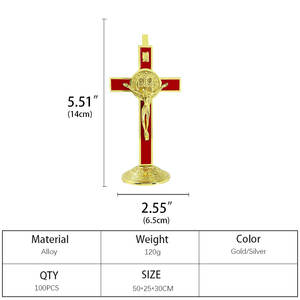 Bestseller Kreuz-Handwerk Jesus Christliches Katholisches Stehendes Kreuz Desktop-Dekoration Legierung Religiöser Schmuck Kunsthandwerk Ornament - Product Image 2