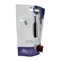 Pochette Doypack Minimaliste Personnalisée Violette avec Robinet et Poignée de Transport, Sac Distributeur Premium pour Emballage de Vin Rouge et Boissons
