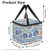 Sac à lunch isotherme réutilisable imprimé motif corail avec quatre poches intérieures en filet