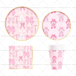 Juego de Artículos para Fiesta Temática de Bailarina Rosa DAMAI, Platos con Lazo Rosa, Vajilla, Decoraciones de Mesa de Ballet para Niñas y Mujeres - Product Image 4