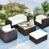 2025 moderno juego de sala de estar al aire libre nueva combinación de sofá de ratán semicircular para patio de jardín