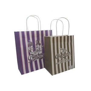 Poignée en papier en gros rayure imprimé emballage sac en papier <span class=keywords><strong>kraft</strong></span> <span class=keywords><strong>blanc</strong></span> - Product Image 2