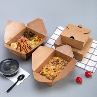 Prix de gros bon marché Récipient à emporter Bento unique Poulet frit Fast Food Boîtes en papier Récipients pour aliments avec couvercle