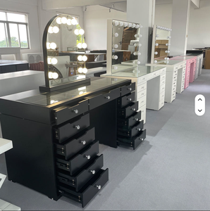 Escritorio de tocador negro moderno con espejo iluminado por LED, Bluetooth y carga USB para dormitorio - Product Image 6