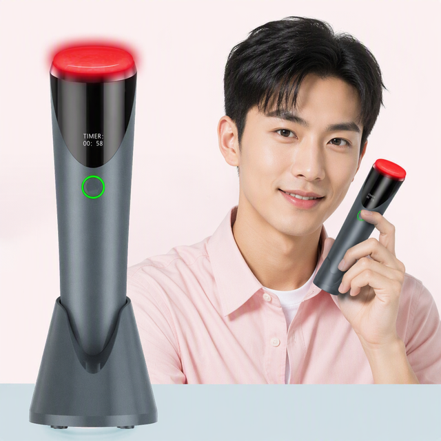 Hand Held Beauty Device Red LED Light Therapy Massager for Face Collagen Production Infrared Heating Skin Rejuvenation