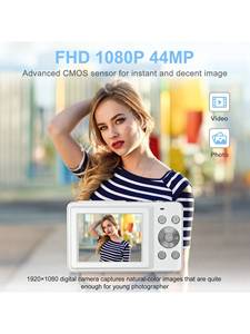 Appareil photo numérique 1080P 44MP avec stabilisation 16X, écran 2-3 pouces, portable, pour vlogging, enfants, étudiants, débutants, DC403, résolution 44MP - Product Image 4