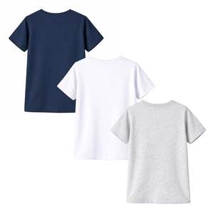 Set di 3 <span class=keywords><strong>T</strong></span>-<span class=keywords><strong>Shirt</strong></span> Casual per Ragazzi in 100% Cotone, Collo Tondo, Manica Corta, Traspiranti, Blu Navy, Bianco e Grigio, per 4-13 Anni - Product Image 3