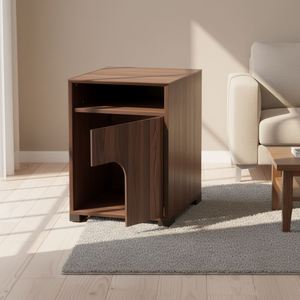 Meuble pour chat en bois moderne avec niche intégrée - Meuble de rangement pour animaux de compagnie pour salon, adapté aux animaux, toutes saisons - Product Image 3