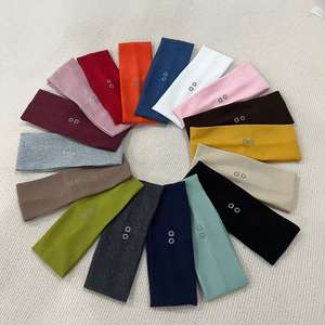 Headband olahraga yoga elastis lebar warna solid gaya Amerika Eropa, rajutan katun, untuk aktivitas luar ruangan - Product Image 1