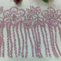Nouveau fait à la main dentelle paillettes perlées frange coupe gland fleur frange fait à la main matériel gland dentelle