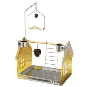 Di alta qualità piccoli uccelli eco-friendly forma a triangolo solido metallo supporto lavabile in ferro arte acciaio inossidabile vassoio pulsante gabbia pappagallo - Product Image 5