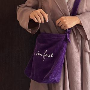 Bolso de Hombro de Pana para Mujer al por Mayor, Bolso Cruzado con Cremallera Personalizada, Logotipo Bordado, Bolso de Mano de Pana, Bolso de Regalo para Mujer - Product Image 4