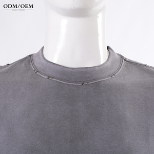 Camiseta Personalizada de 300 g/m², Tejida, 100% Algodón, Transpirable, Manga Corta, Estilo Urbano Retro, Efecto Desgastado por el Sol, Oversize, Vintage, Lavada, Unisex, Pesada - Product Image 4