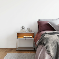 Table de chevet modulaire en acier, fournisseur ODM, armoire de chevet réglable de style buffet avec revêtement poudré, compartiment lourd, grande capacité