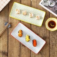 Plat de service rectangulaire en céramique sous-glaçurée de 10 pouces, style Japandi, pour sushis, snacks ou fruits, idéal pour la maison ou les restaurants
