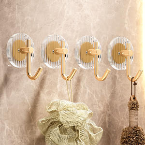 Crochets muraux de luxe en acrylique ronds dorés et argentés, adhésifs, sans perçage, finition polie, pour rangement salle de bain et entrée - Product Image 1