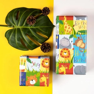 Custom Birthday Animals Pattern Recyclable Gift <b>Wrap</b> <b>Paper</b> <b>Roll</b> 100GSM Double-Sided Coated Art <b>Paper</b> Eco-Friendly Digital - Product Image 4