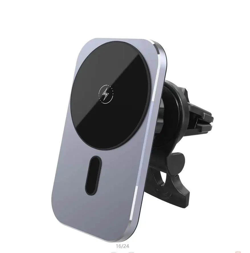 Caricabatterie wireless montato su veicolo con aspirazione magnetica per auto per iphone 15w carica del telefono cellulare