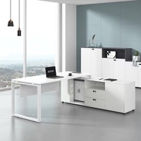 Mesa Ejecutiva Moderna Minimalista Blanca para Jefe/CEO, Mesa de Oficina para Computadora, Diseño de Mesa Ejecutiva, Escritorio en Forma de L