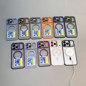 Étui magnétique antichoc JOYPORODO avec support d'objectif et film d'objectif pour iPhone 11 <span class=keywords><strong>12</strong></span> 13 14 15 16 17 Étui de téléphone magnétique transparent - Product Image 1