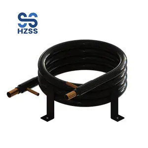 Trocador de calor espiral de cobre coaxial refrigerado a água do mar industrial HZSS em tubo