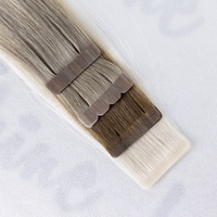 Extensions de cheveux naturels russes blond platine double drawn européens, qualité supérieure, Remy, à bandes adhésives