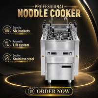 Cuiseur à nouilles automatique à 6 paniers, bouilloire à pâtes commerciale en acier inoxydable avec barre de levage, machine à faire bouillir pour cuisine de restaurant