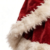 Costume de Père Noël pour homme en velours rouge avec bordure en fausse fourrure et broderie pour les fêtes de Noël et les spectacles sur scène