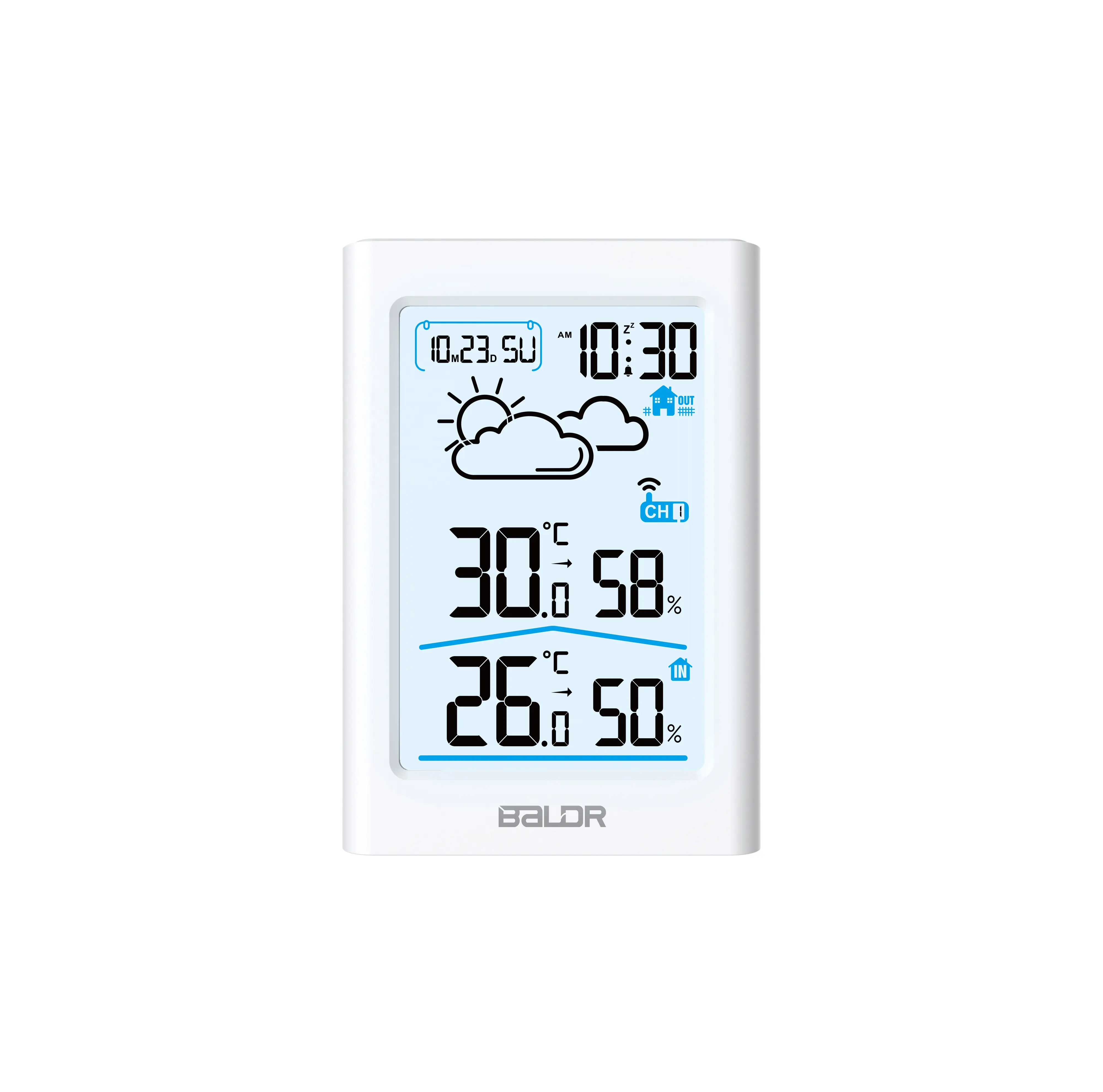 BALDR B0341 Digital Weather Station Indoor/Outdoor Thermometer Hygrometer with Sensor Weather Forecast Wireless Wall Clock I