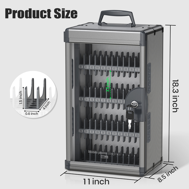 High Quality Glosen N0048 48 Numbered Slot Aluminum Mobile Phone Storage Box Safety Lock for Classroom Office Meeting