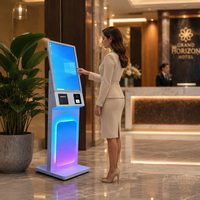 WUXIN Photomaton à impression instantanée en forme de cœur, écran tactile haute résolution 22/27 pouces, support DSLR, kiosque avec éclairage RGB dynamique pour centre commercial