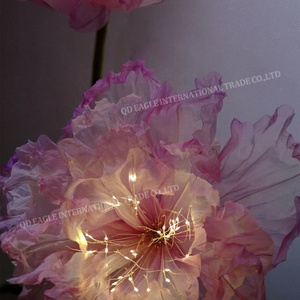 <span class=keywords><strong>Fiori</strong></span> Giganti Artificiali con Luci, Peonie in Organza Fatte a Mano per Decorazioni di Matrimoni, Finestre e Feste - Product Image 6