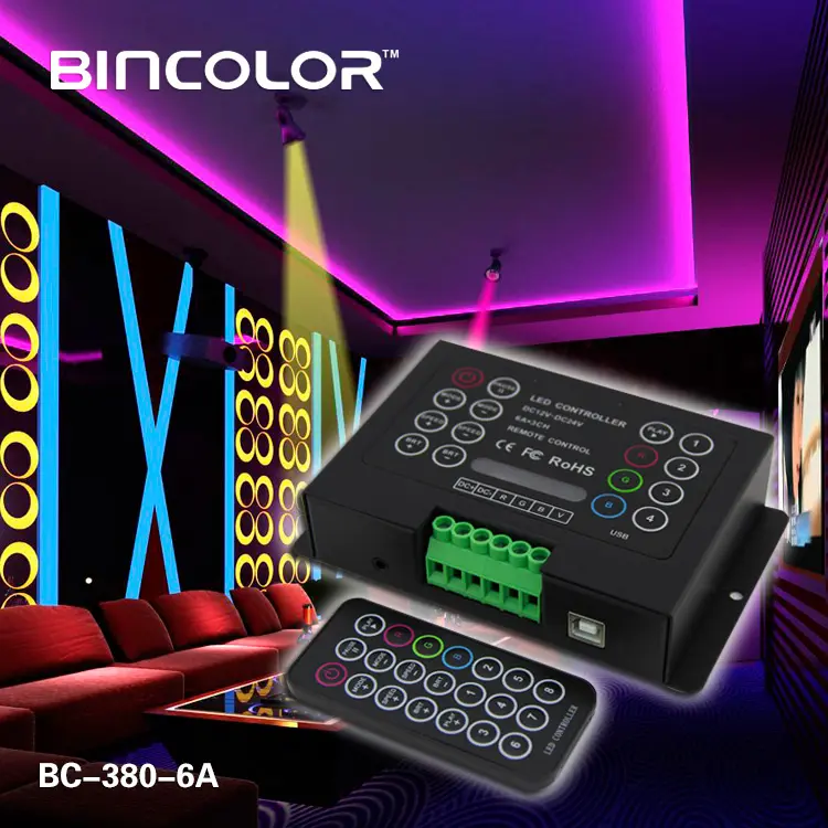 Led Rgb Remote Controller BC-380-6A DC12V-24V Programmable DIY LED RGB Controller With IR Remote Wireless Control