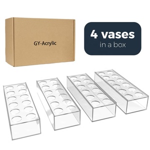 Set di 4 Vasi Rettangolari in Acrilico Trasparente da 30 cm per <span class=keywords><strong>Centrotavola</strong></span> Floreale, Decorazione Moderna per Tavolo da Pranzo e Casa - Product Image 3