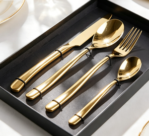 Service de table de restaurant haut de gamme, style ancien, ensemble de couverts de luxe poli et sablé, robuste et de qualité supérieure - Product Image 1