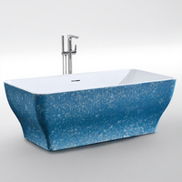 Baignoire autoportante en acrylique bleue pour projet hôtelier Gurgle, baignoire de trempage moderne sur mesure pour salle de bain, vente en gros