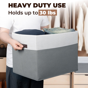 Boîtes de rangement pliables en tissu, organisateur de placard et de garde-robe, panier cube avec couvercle et poignées - Product Image 4