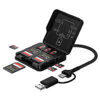 Boîtier de stockage et adaptateur lecteur USB 3.0 5-en-1 avec câble USB/Type-C, prend en charge la lecture simultanée de 5 ports pour gestionnaire de stockage de cartes SD/TF