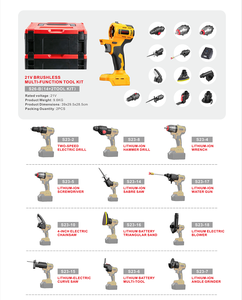 Kit combiné professionnel multi-outils sans balais 21V 750W, système d'alimentation sans fil tout-en-un pour atelier, avec mallette rigide OEM et clé électrique - Product Image 5