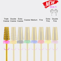 Foret de manucure et de pédicure, accessoire de soin des ongles, 10 pièces, en carbure de tungstène, acrylique, gel, coupe droite, application rapide, 5 en 1