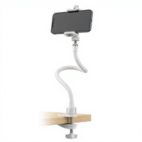 Support de téléphone et tablette à pince avec interface 1/4 de pouce et tuyau flexible pour photographie et diffusion en direct