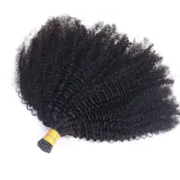 I 팁 afro Kinky Curly Micro Links Hair Extensions 도매 100% 4B 4C 3B 3C Hair Kinky Curly Raw I 팁 헤어