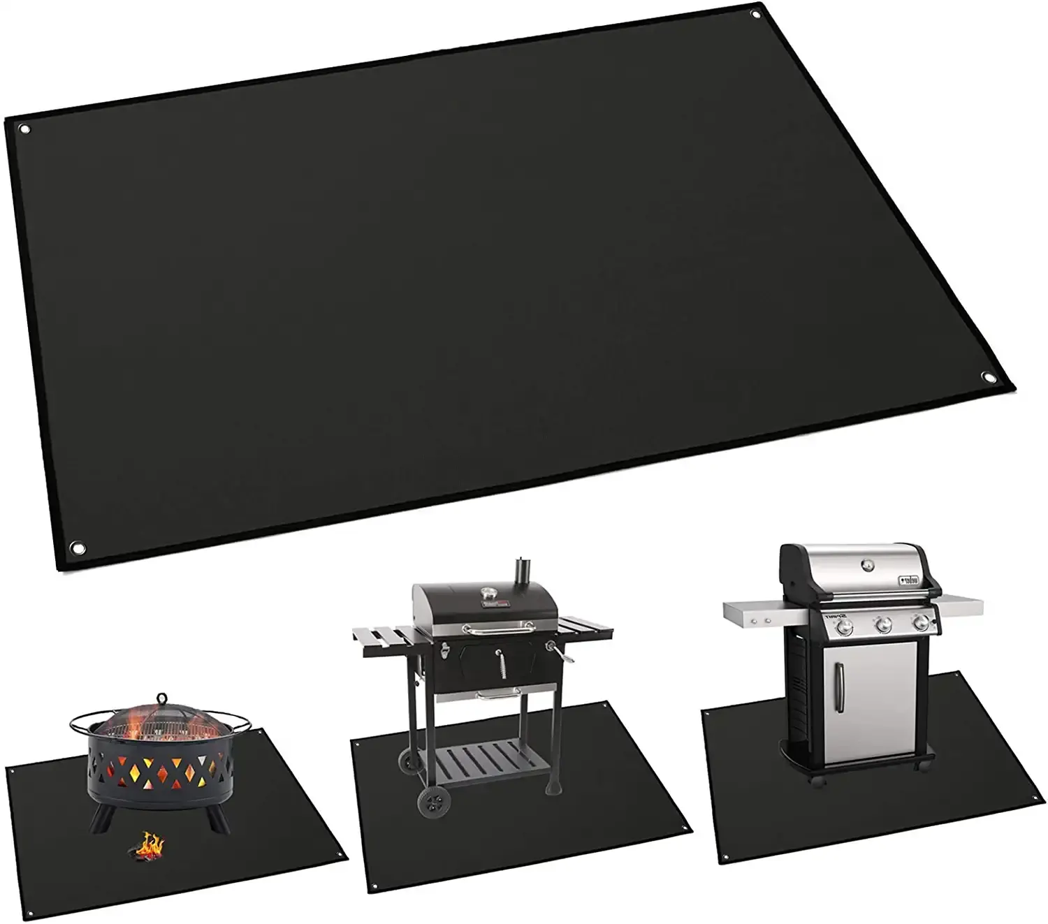 Lapisan Serat Kaca Silikon Tahan Api Pit Mat Dek Premium dan Teras Grill Mat BBQ Di Bawah Grill Mat