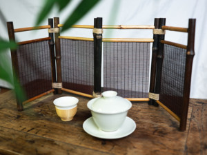 Table de thé Zen en <span class=keywords><strong>bambou</strong></span> 100% naturel, style vintage, décoration de bureau orientale, cloison de table à 2 volets, durable - Product Image 3