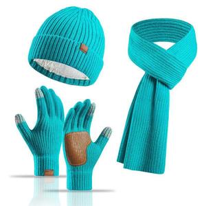 Ensemble trois pièces tricoté <span class=keywords><strong>de</strong></span> haute qualité : <span class=keywords><strong>bonnet</strong></span>, gants <span class=keywords><strong>et</strong></span> écharpe, en peluche épaisse – Grande Vente - Product Image 4