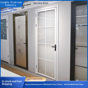 Porte de salle de bain battante en alliage d'aluminium, style moderne minimaliste de luxe léger, étanche, insonorisée, pour villa et chambre, ou pour toilettes - Product Image 5
