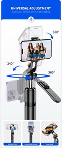 C07 Perche à <span class=keywords><strong>selfie</strong></span> extra longue de 79 pouces, monopode portable pour smartphone, prise de vue panoramique à 360°, trépied avec ports multifonctions - Product Image 3