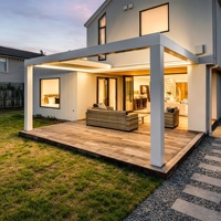 Pavillon extérieur motorisé intelligent à commande à distance avec stores à lamelles en alliage d'aluminium, imperméable et résistant au vent