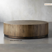 Table à thé d'extérieur haut de gamme, faite à la main, moderne, patinée, portable, plateau en chêne brun foncé, pour hôtels, parcs, appartements, villas